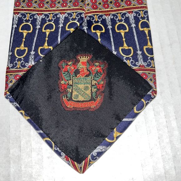 Paolo Gucci  Blue Silk Horse Snaffle Bit Equestrian Tie - Picture 5 of 5